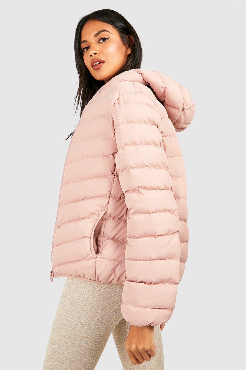Boohoo pink puffer jacket hot sale